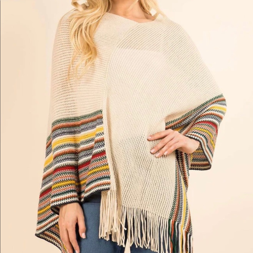 Highness Striped Poncho, One Size